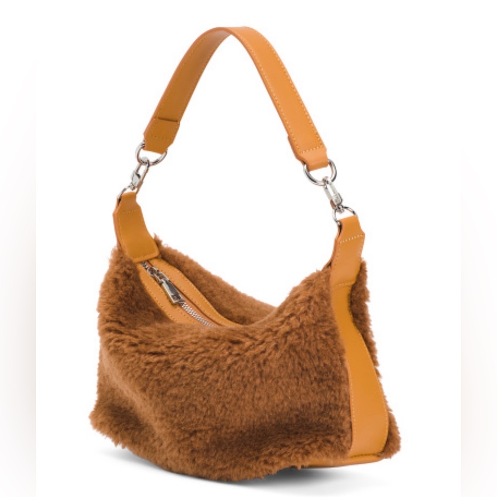 8 Other Reasons Brown Faux Shearling Shoulder Bag - Picture 1 of 6